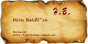 Hirn Balázs névjegykártya